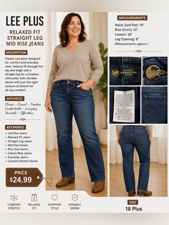 Lee Denim - Lee Women's Straight Leg Jeans in Dark Blue